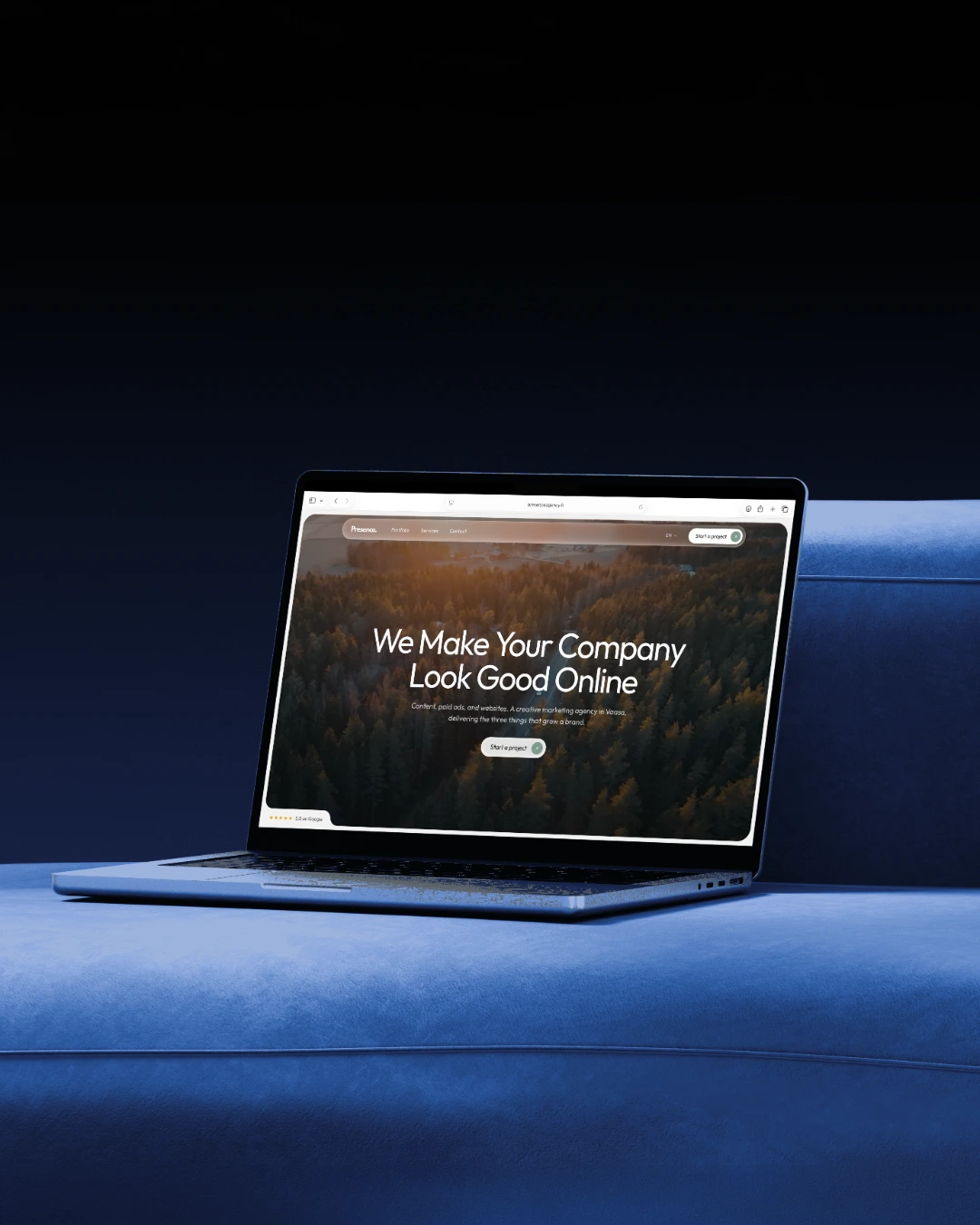 Web design: site mockup on device